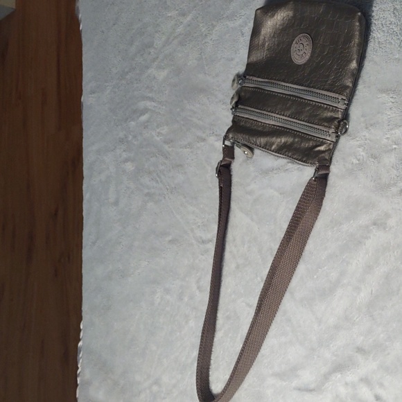 Kipling Alvar Extra Small Pewter Metallic 3 Pocket Mini Crossbody EUC - Picture 8 of 13